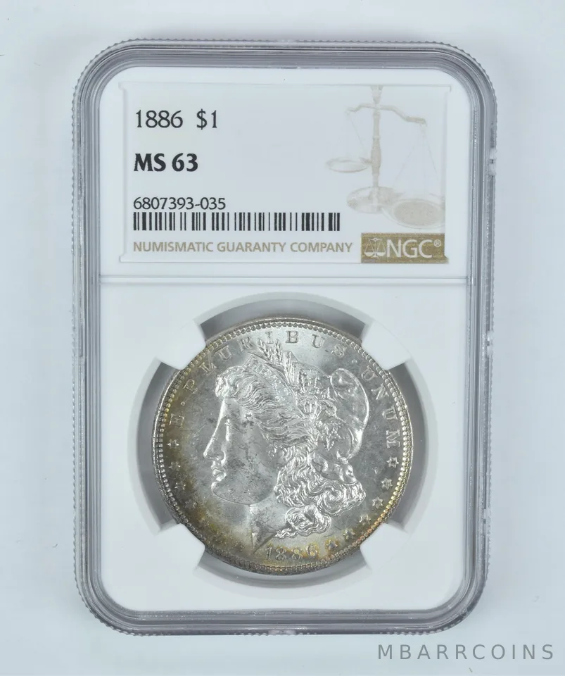 MS63 1886 Morgan Silver Dollar NGC Beautifully Toned *2208