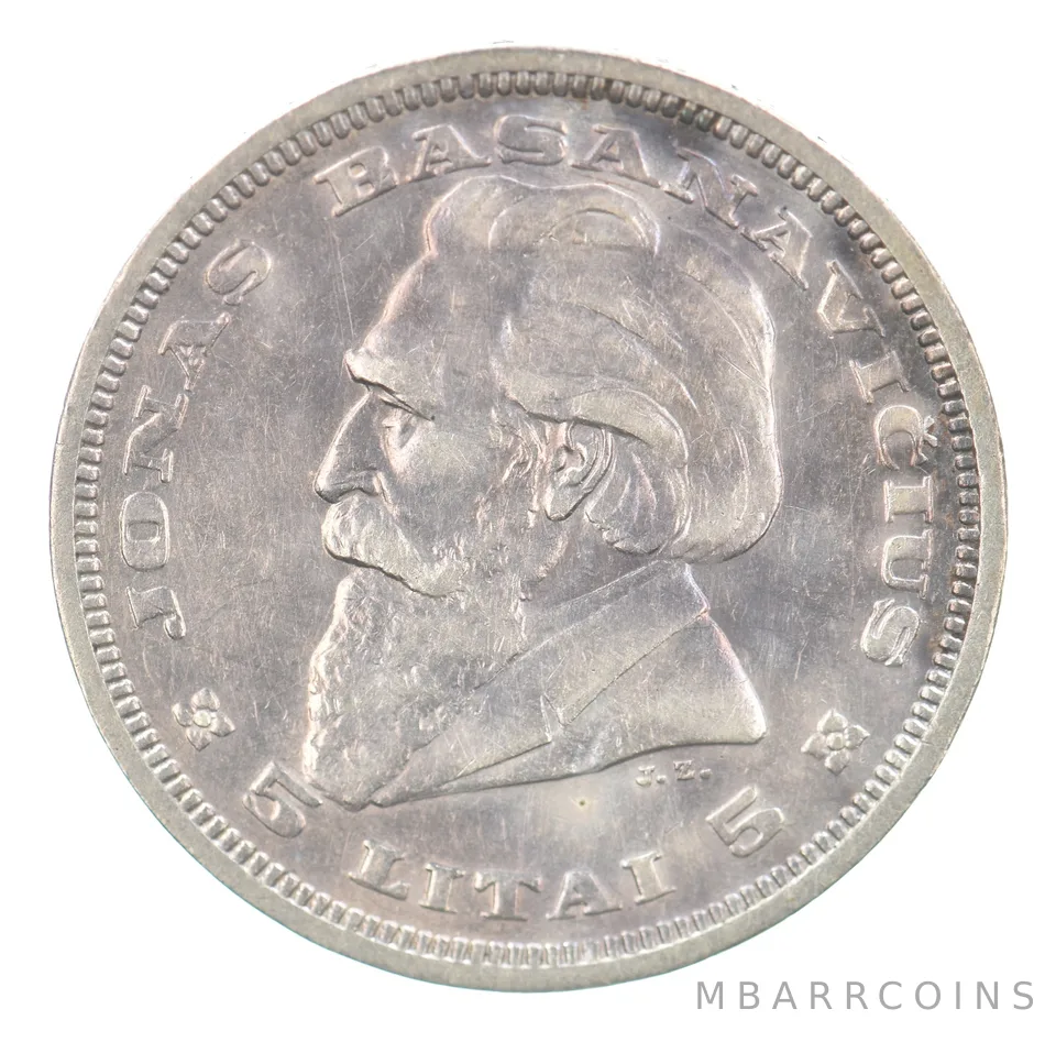 1936 Lithuania 5 Litai KM#82 Beautiful Tone a5246