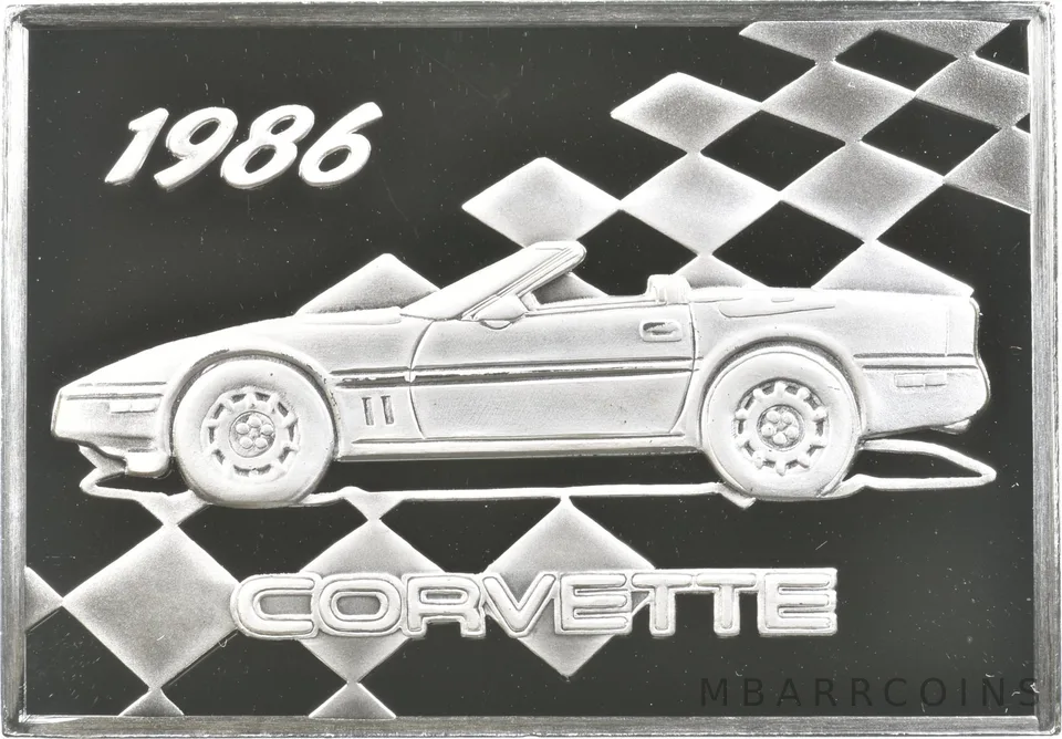 1986 Corvette Silver Art Bar 36.7 Grams *8634