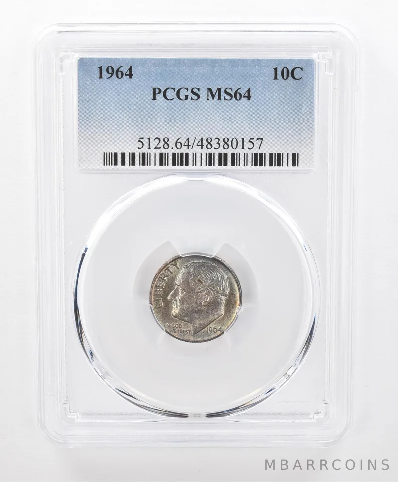 1964 Roosevelt Dime MS64 PCGS Beautiful Tone *2716