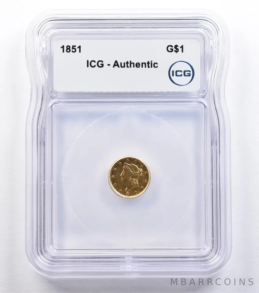 1851 $1 Liberty Head Gold Dollar Authentic ICG *2199
