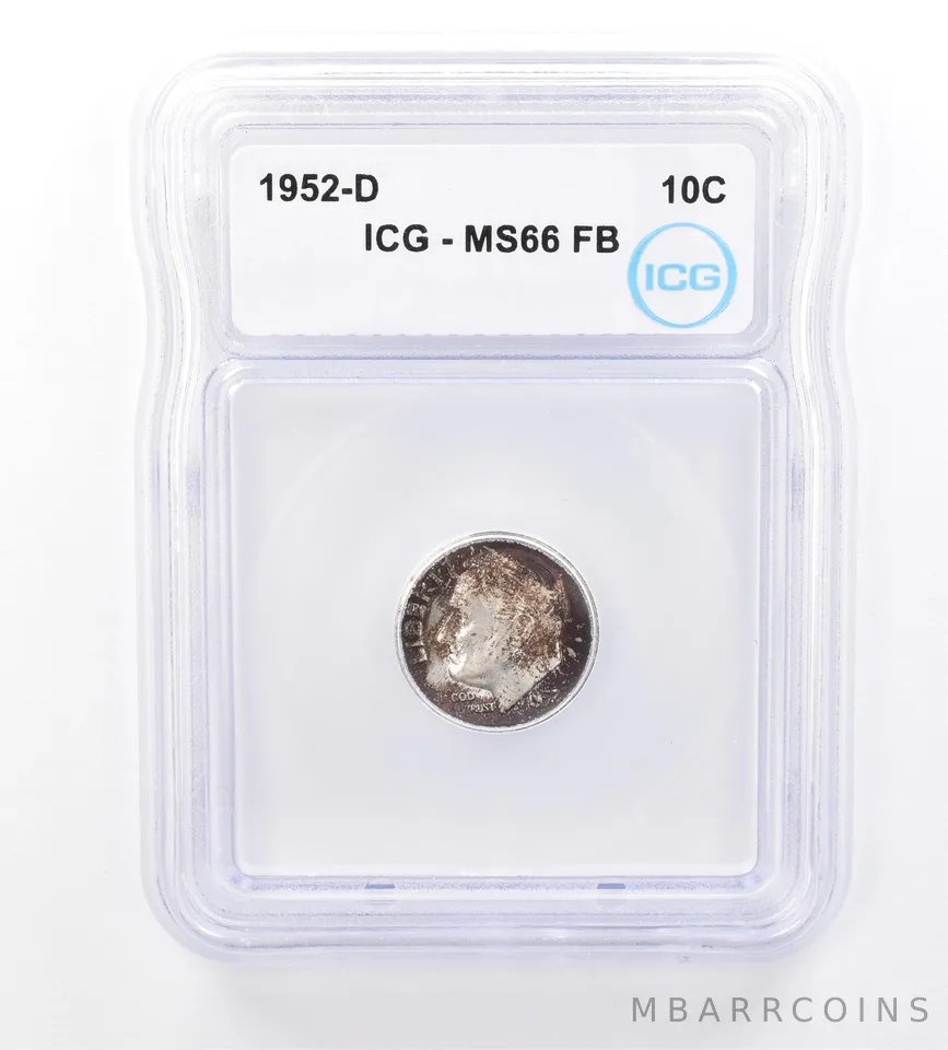 1952-D Roosevelt Dime MS66 FB ICG Beautiful Tone a1595