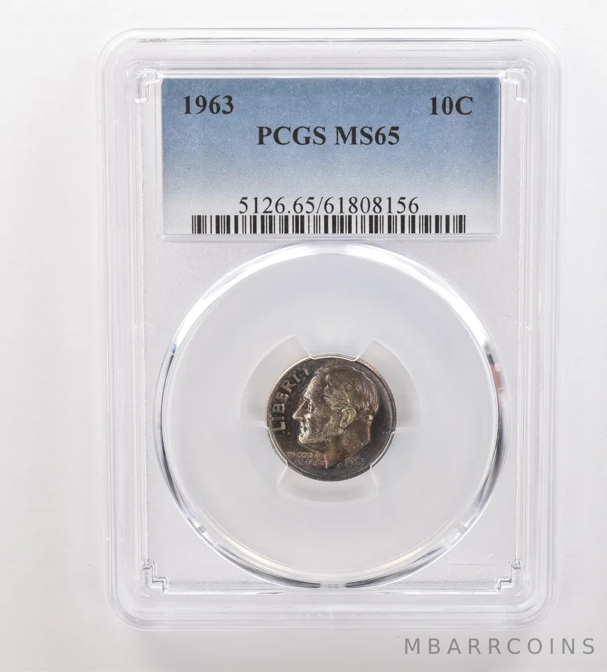 1963 Roosevelt Dime MS65 PCGS Beautiful Tone *3305