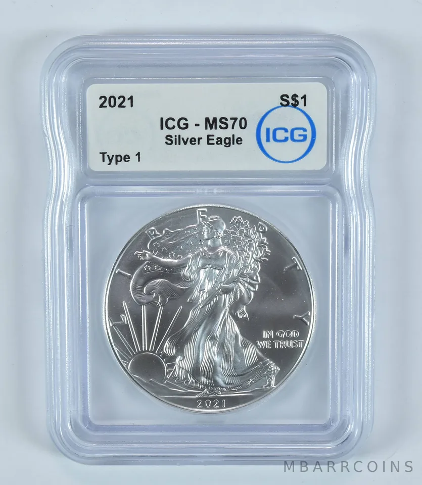 2021 T1 American Silver Eagle Type 1 MS70 ICG