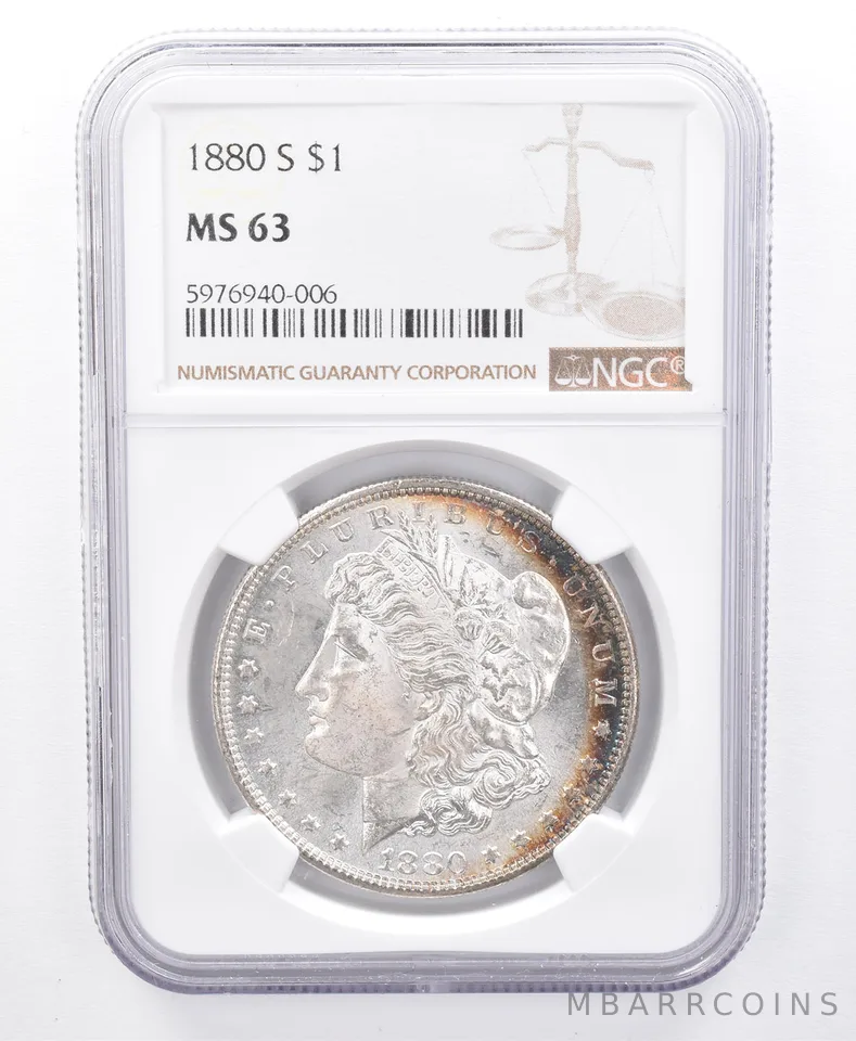 1880 Morgan Silver Dollar MS63 NGC Peripheral Tone *8711