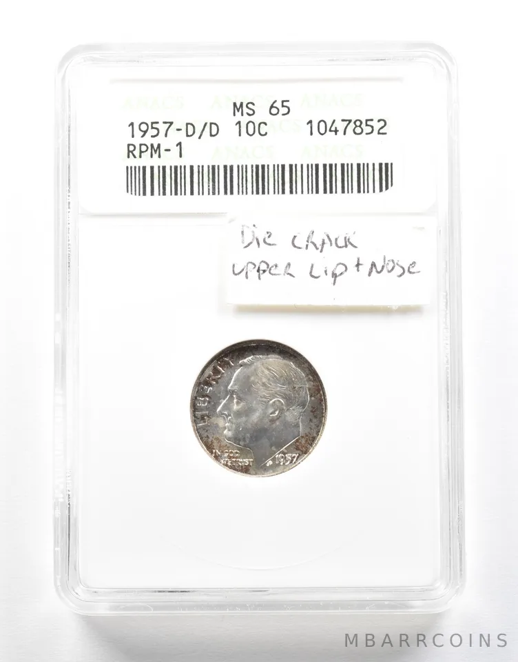 1957-D/D Roosevelt Dime RPM-1 MS65 ANACS *2101