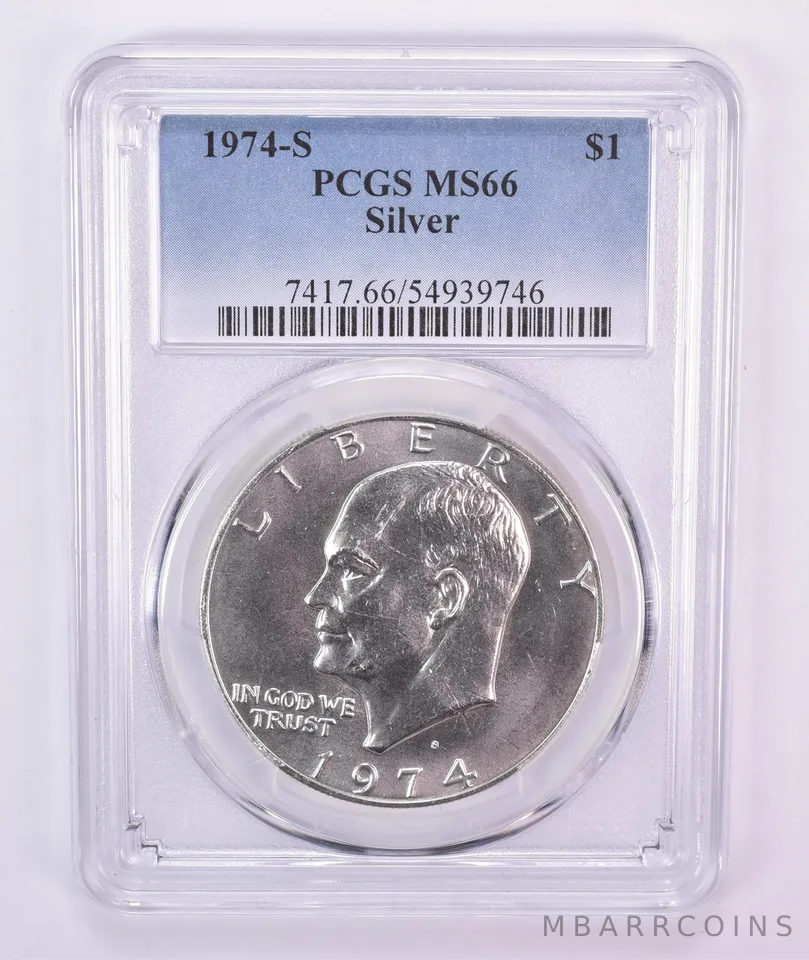 1974-S Eisenhower $1 Silver MS66 PCGS Blue Label