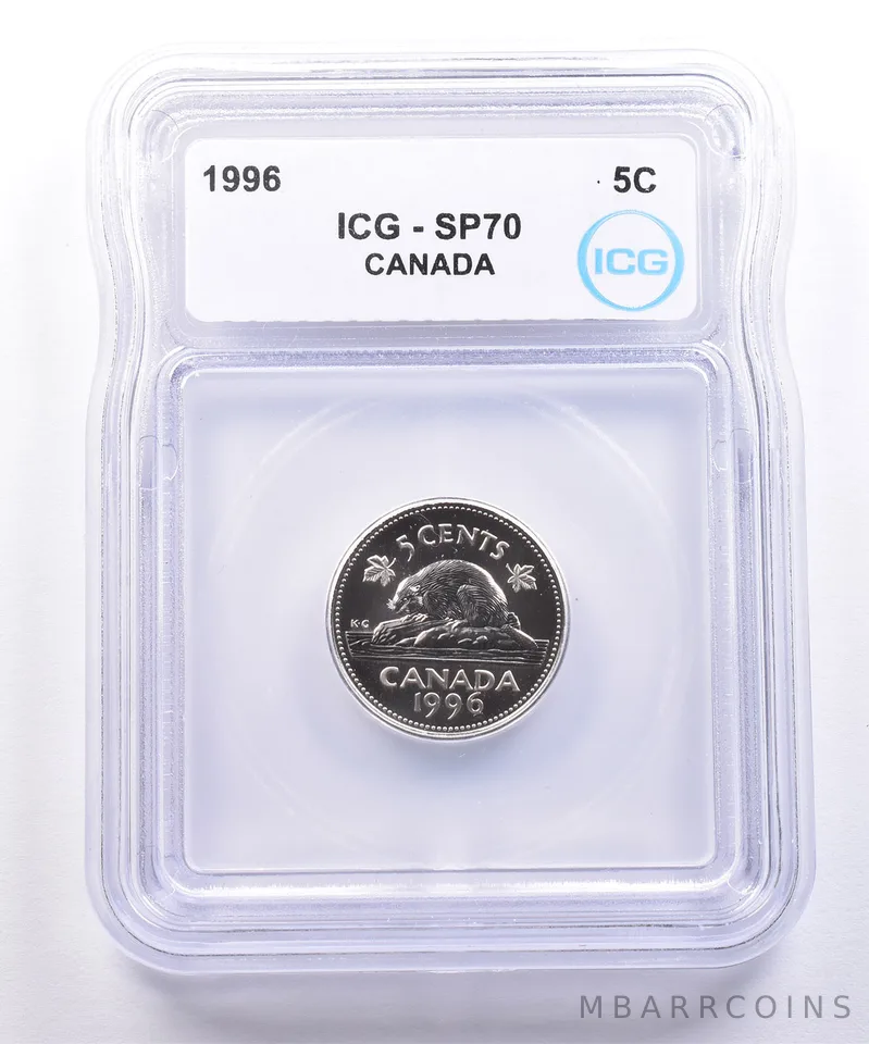 1996 Canada 5 Cents Beaver SP70 ICG