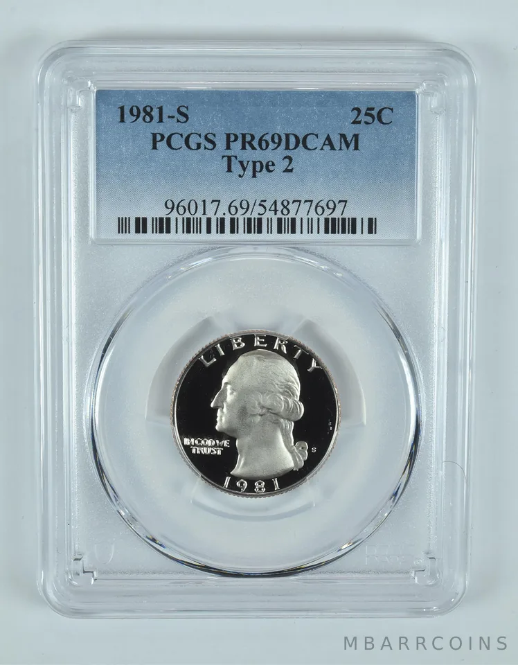 1981-S Washington Quarter Type 2 PR69 DCAM PCGS Blue Label
