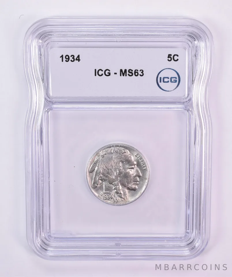 1934 Indian Head Buffalo Nickel MS63 ICG