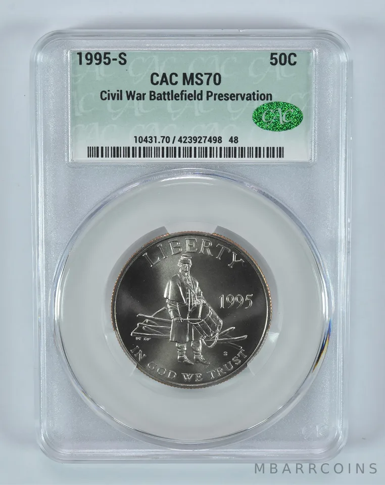1995-S Civil War Battlefield Commemorative Half Dollar MS70 CAC CACg