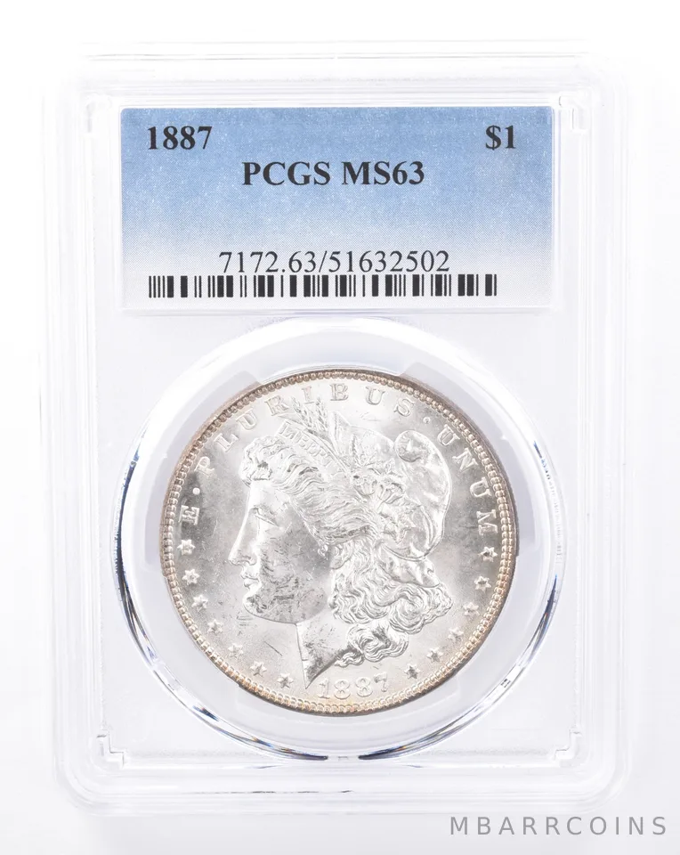 1887 Morgan Silver Dollar MS63 PCGS Beautiful Reverse *9443