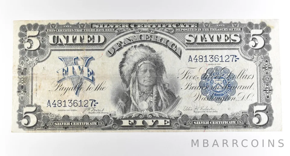 1899 $5 Silver Certificate Large Note Blue Seal Chief *2764