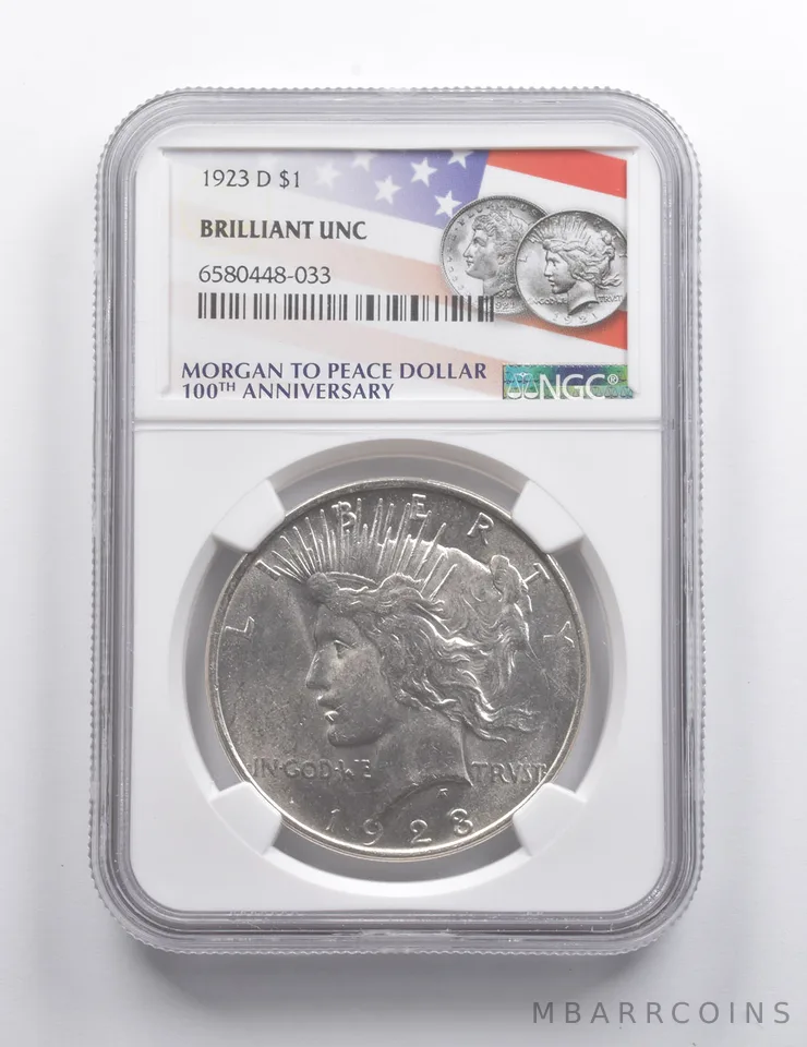 BU 1923-D Peace Silver Dollar 100th Anniversary NGC *7416