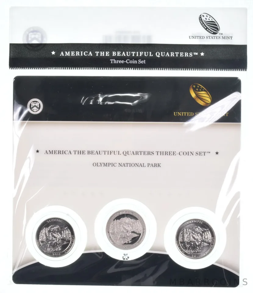 2011 Olympic National Park PDS Proof ATB 3 Quarter Coin Set Unc BU