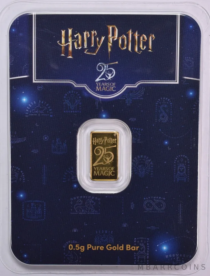 0.5 Gram Gold Bar Harry Potter 25th Anniversary In Assay