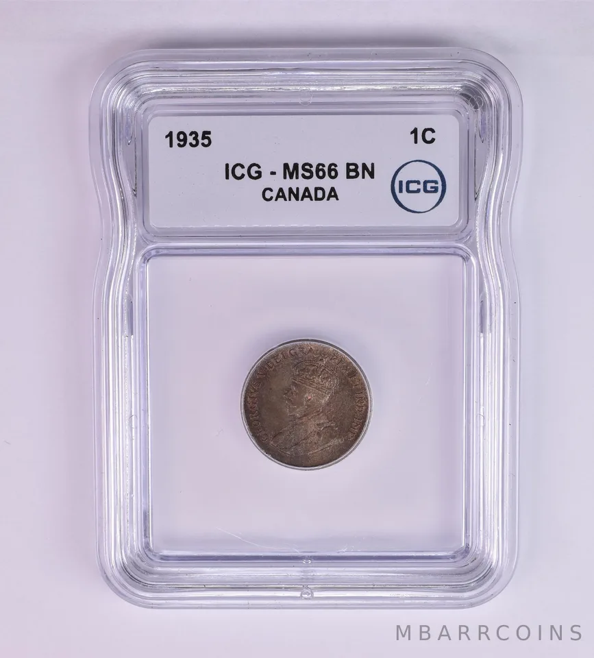 1935 Canada 1 Cent MS66 BN ICG Beautiful Tone *1254