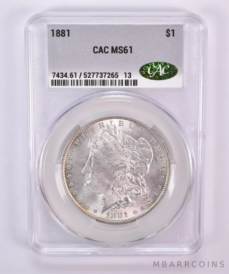 1881 Morgan Silver Dollar MS61 CAC CACg