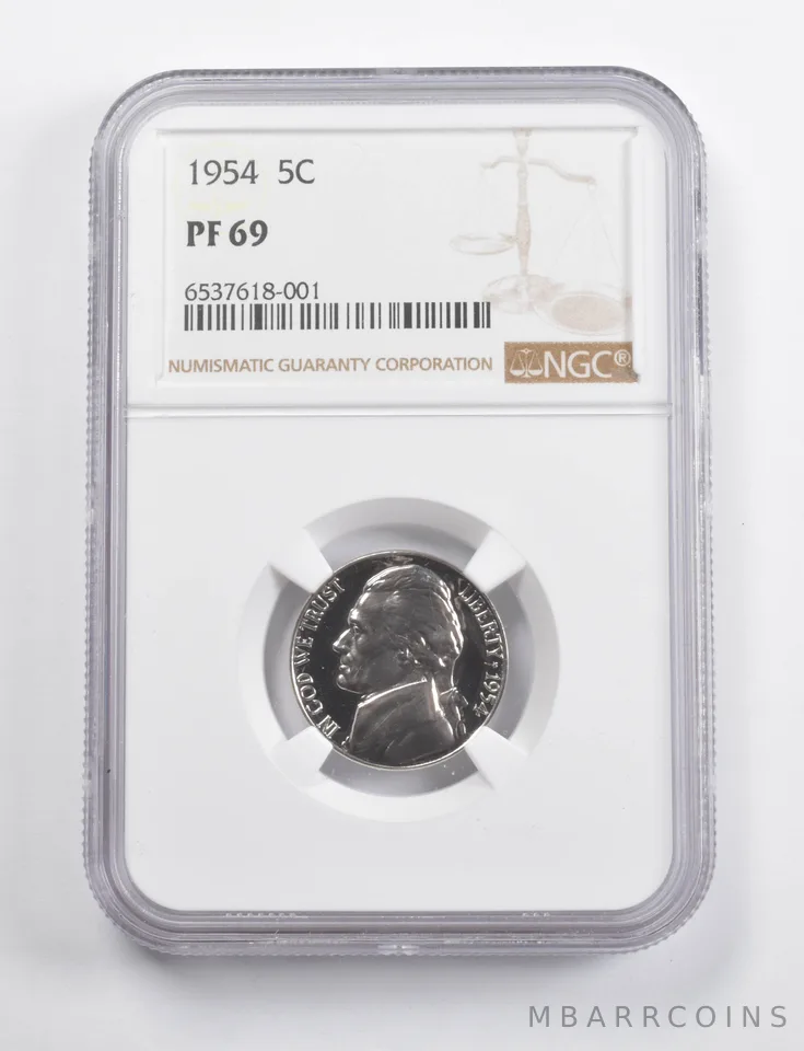 PF69 1954 Jefferson Nickel NGC a3432