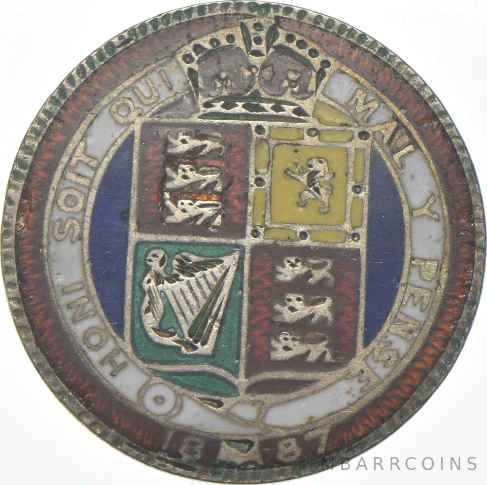 1887 United Kingdom 1 Shilling - Colorized a7856