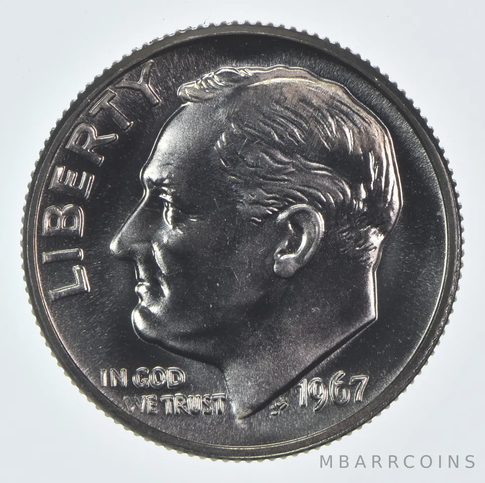 1967 Roosevelt Dime SMS Finish