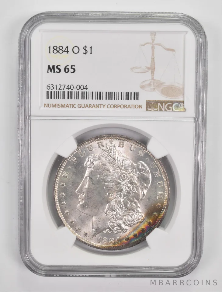 MS65 1884-O Morgan Silver Dollar - Graded NGC INSANE Color a0023