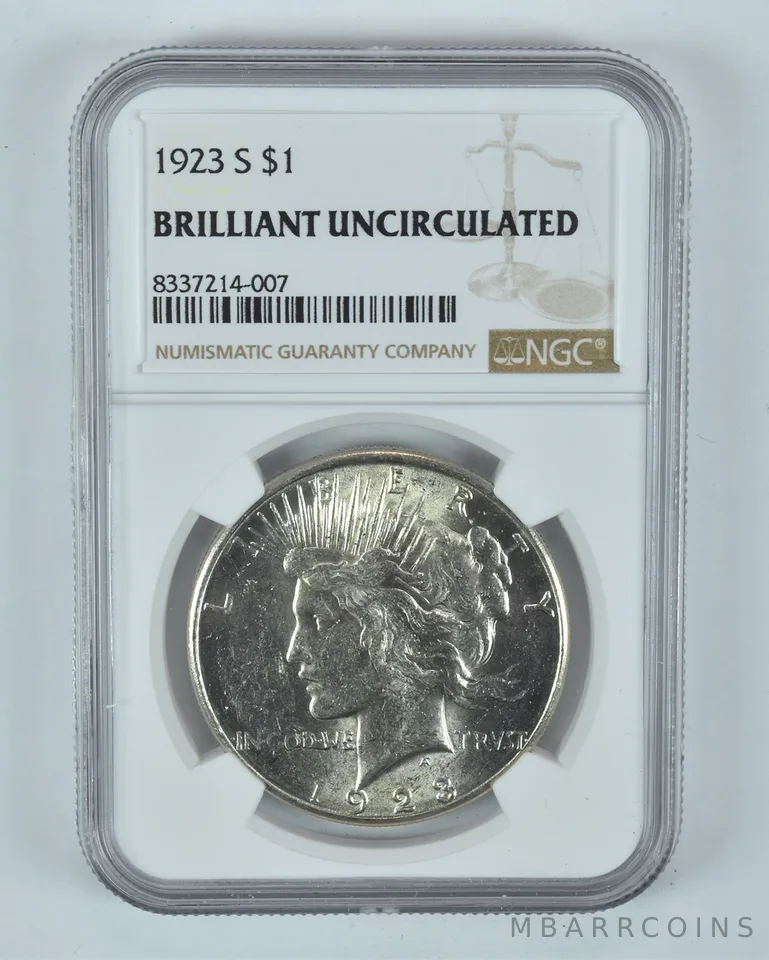 1923-S Peace Silver Dollar BU NGC Brown Label