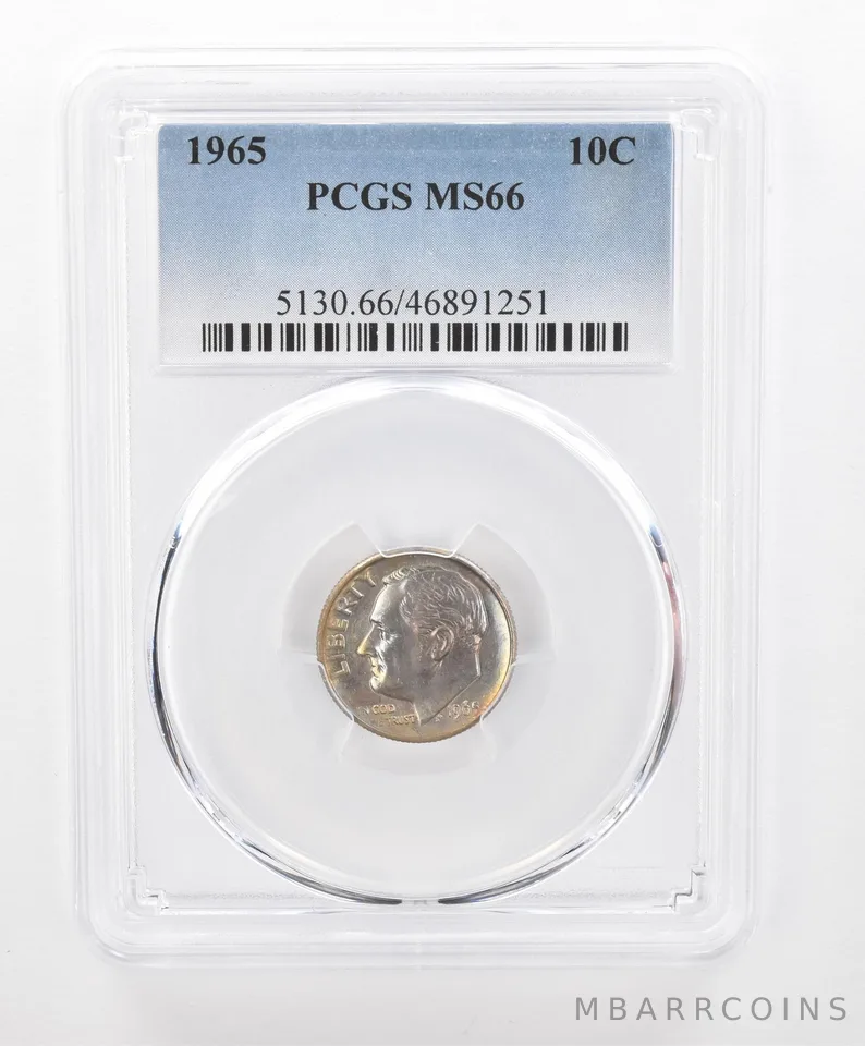 1965 Roosevelt Dime MS66 PCGS Beautiful Tone *2753