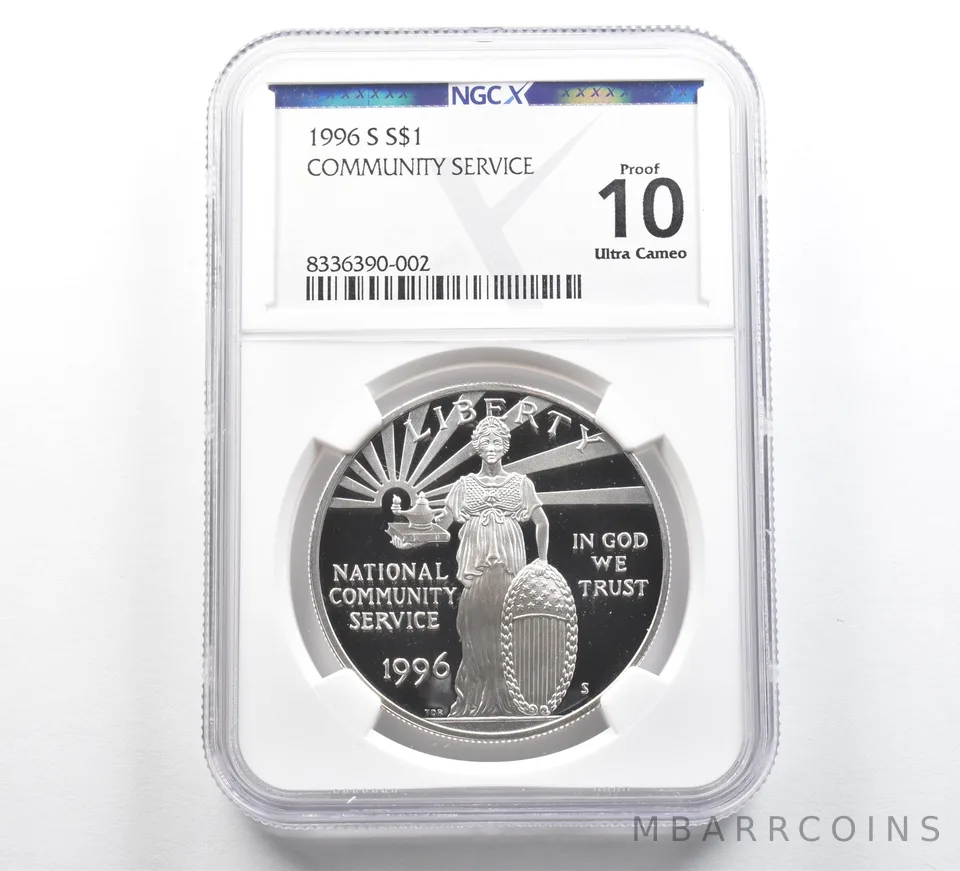 1996-S Community Service Commemorative Silver Dollar Proof 10 UCAM NGC X NGCX