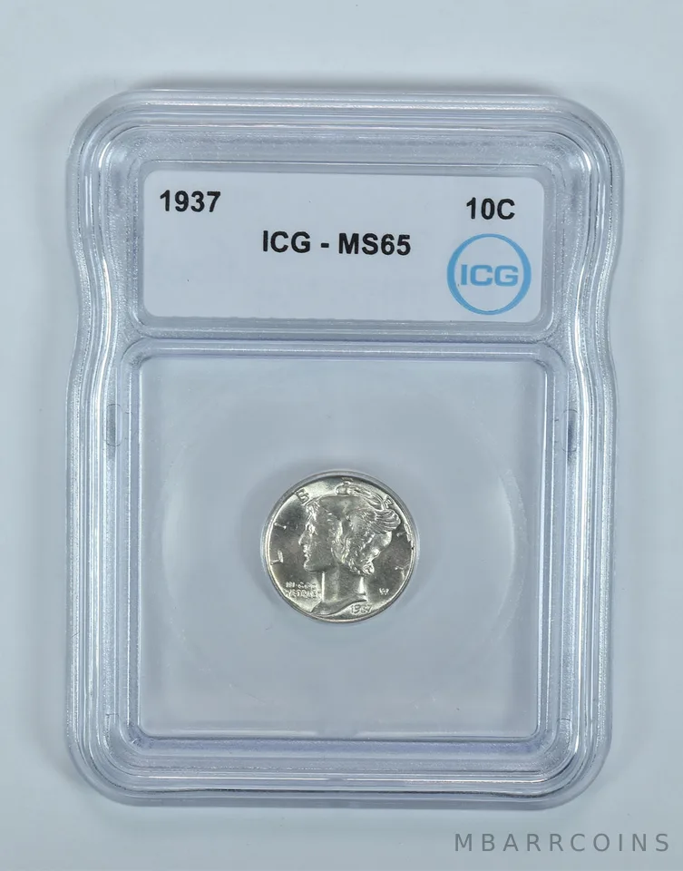 1937 Mercury Dime MS65 ICG