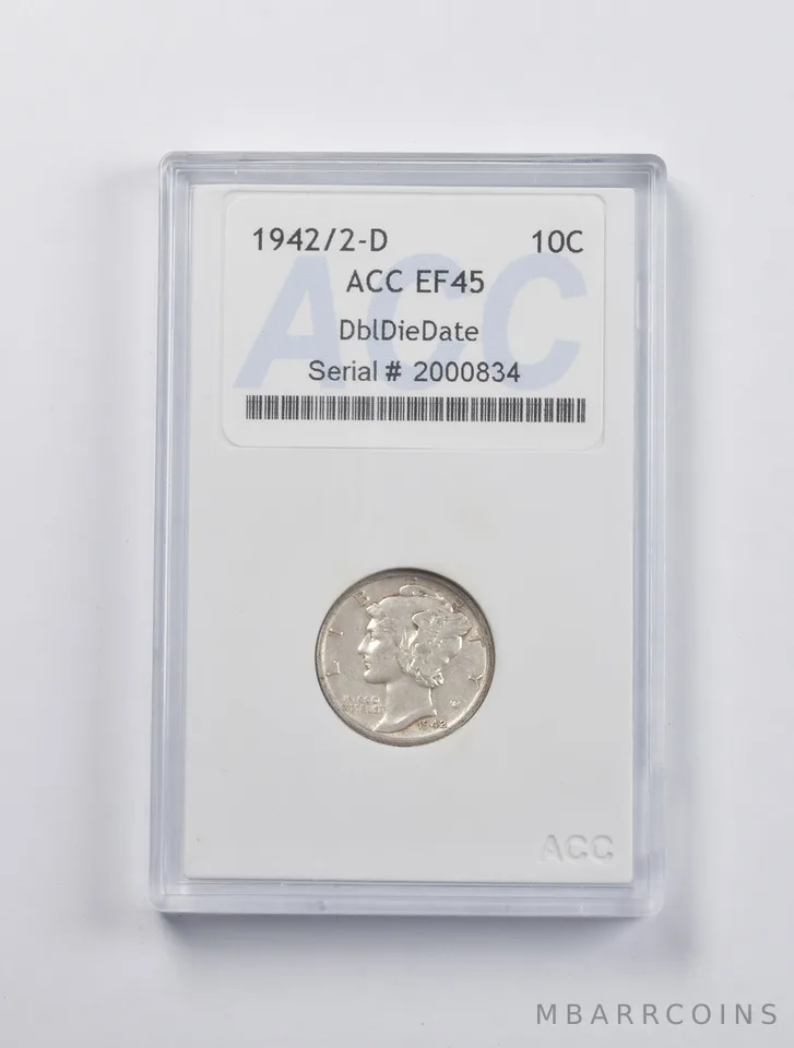 1942/2-D Mercury Dime DBL DIE Date *3065