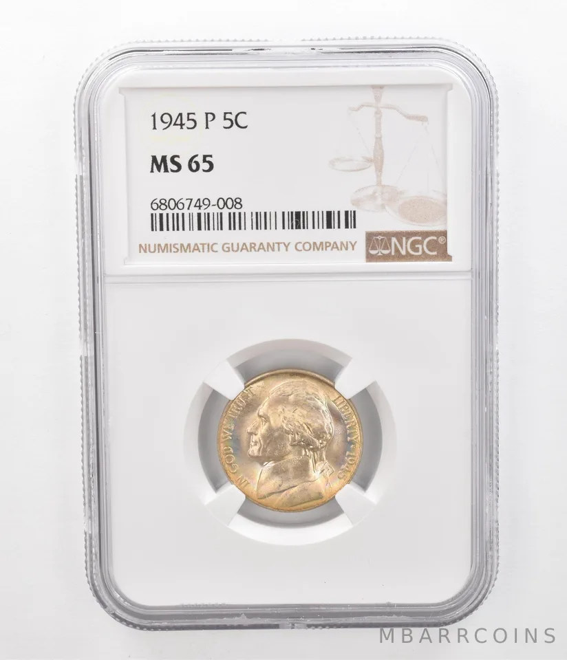 1945-P Jefferson Nickel MS65 NGC Beautiful Tone *2431