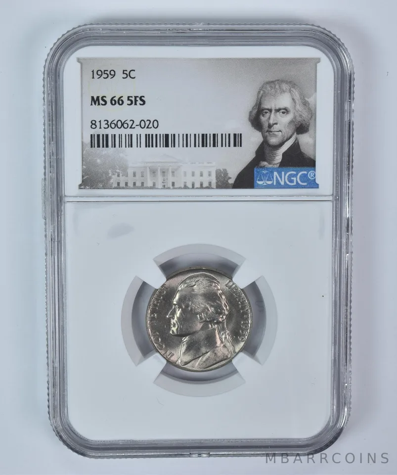 1959 Jefferson Nickel MS66 5FS NGC Special Label