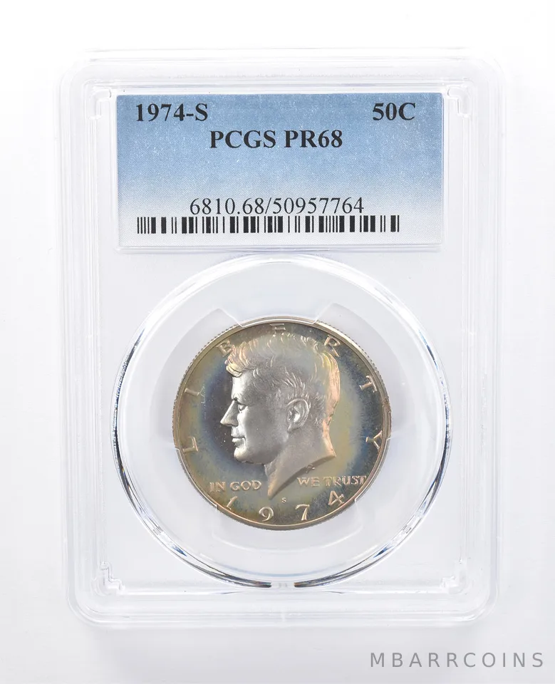 1974-S Kennedy Half Dollar PR68 PCGS Beautiful Tone *8074