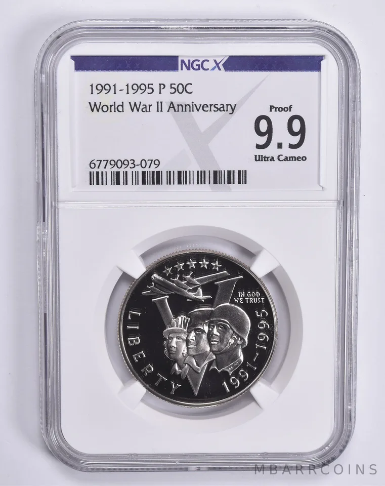 1991-95-P World War 2 WWII Commemorative Half Dollar Proof 9.9 NGC X NGCX