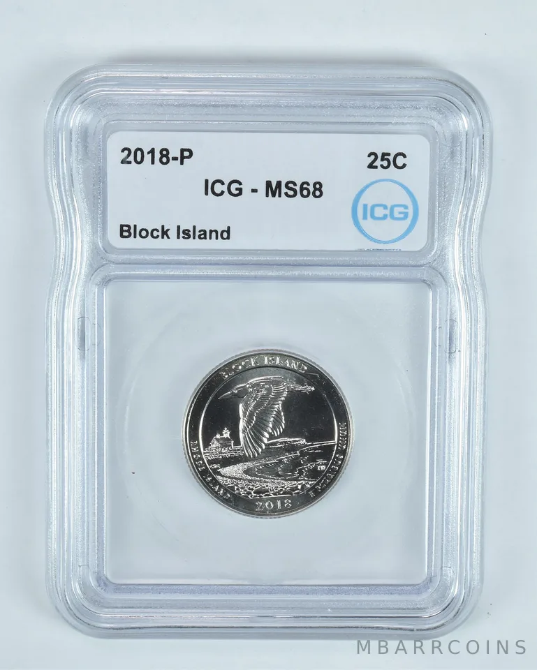 2018-P Washington Quarter ATB Block Island MS68 ICG