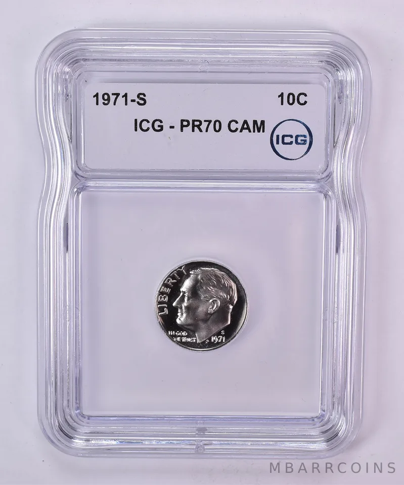 1971-S Roosevelt Dime PR70 CAM ICG