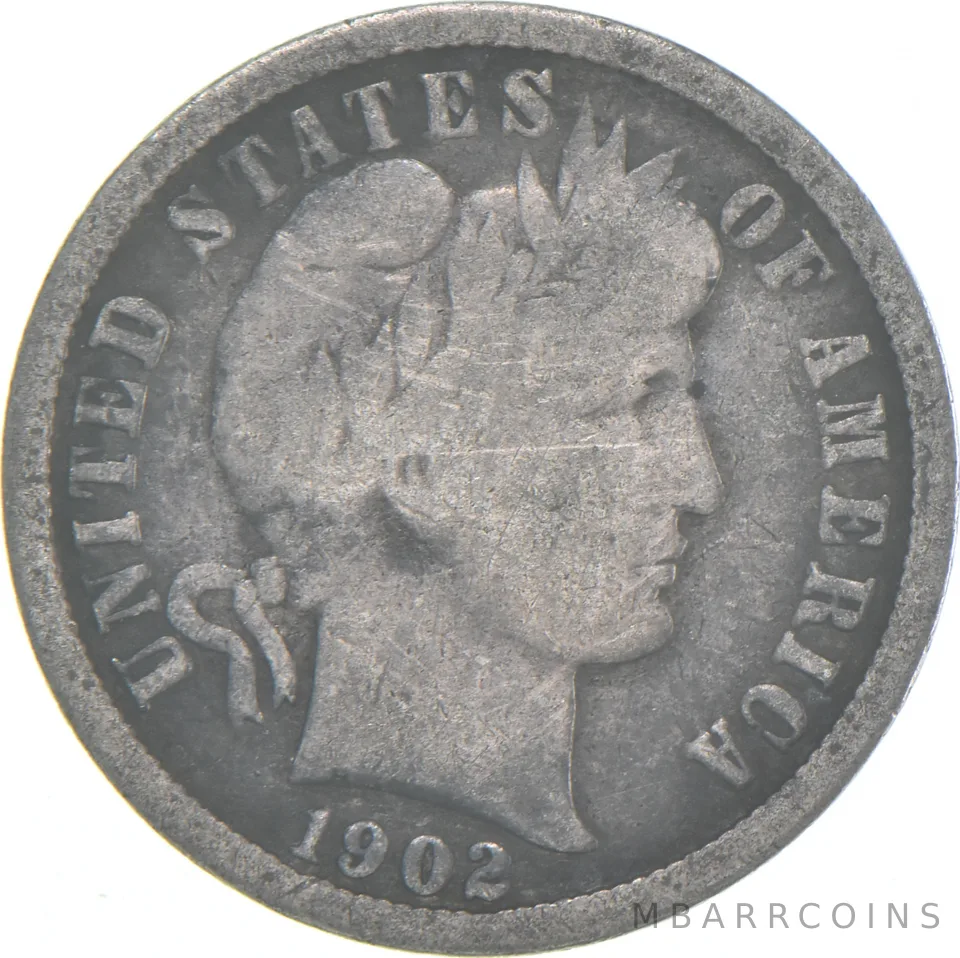 1902-O Barber Dime 90% Silver Average Circ