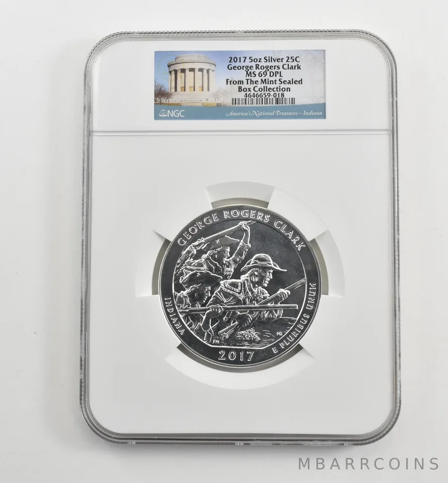 2017 5 Oz Silver Quarter ATB George Rogers Clark MS69 DPL NGC *1690