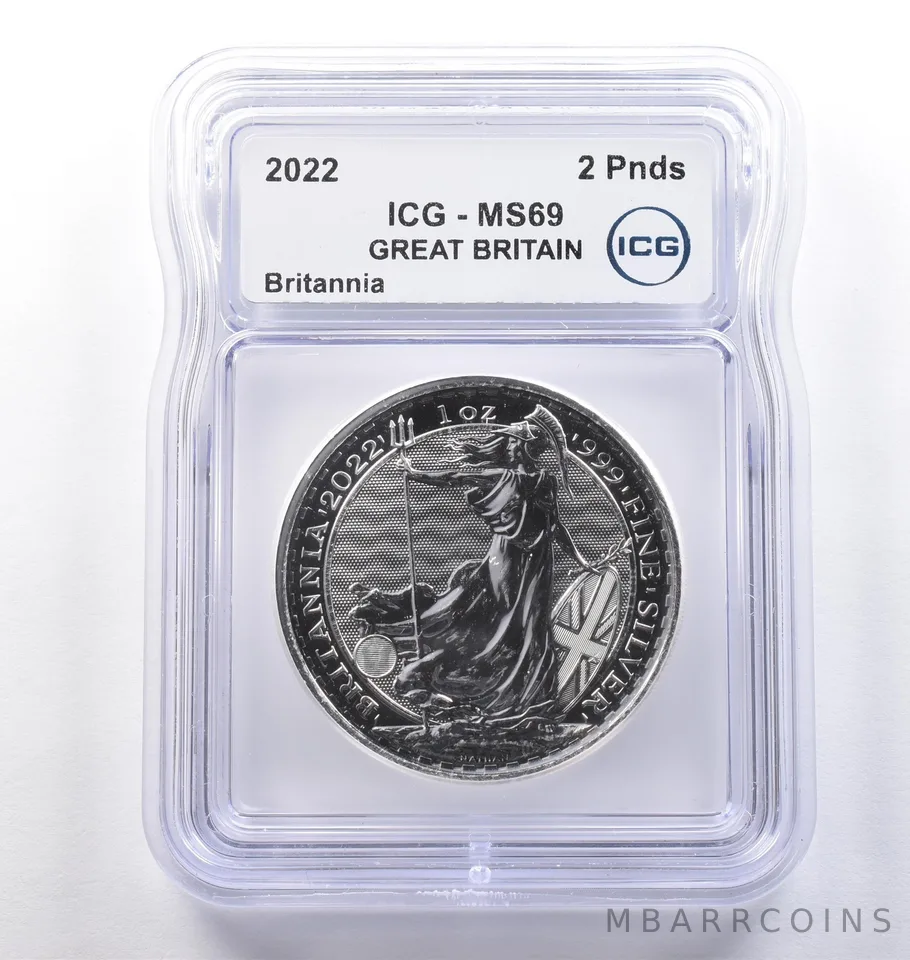2022 Great Britain 2 Pounds .999 Silver Britannia MS69 ICG *3752