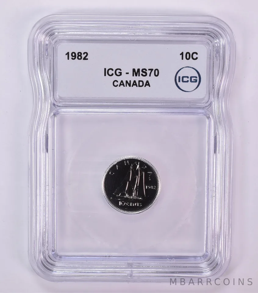 1982 Canada 10 Cents Bluenose MS70 ICG