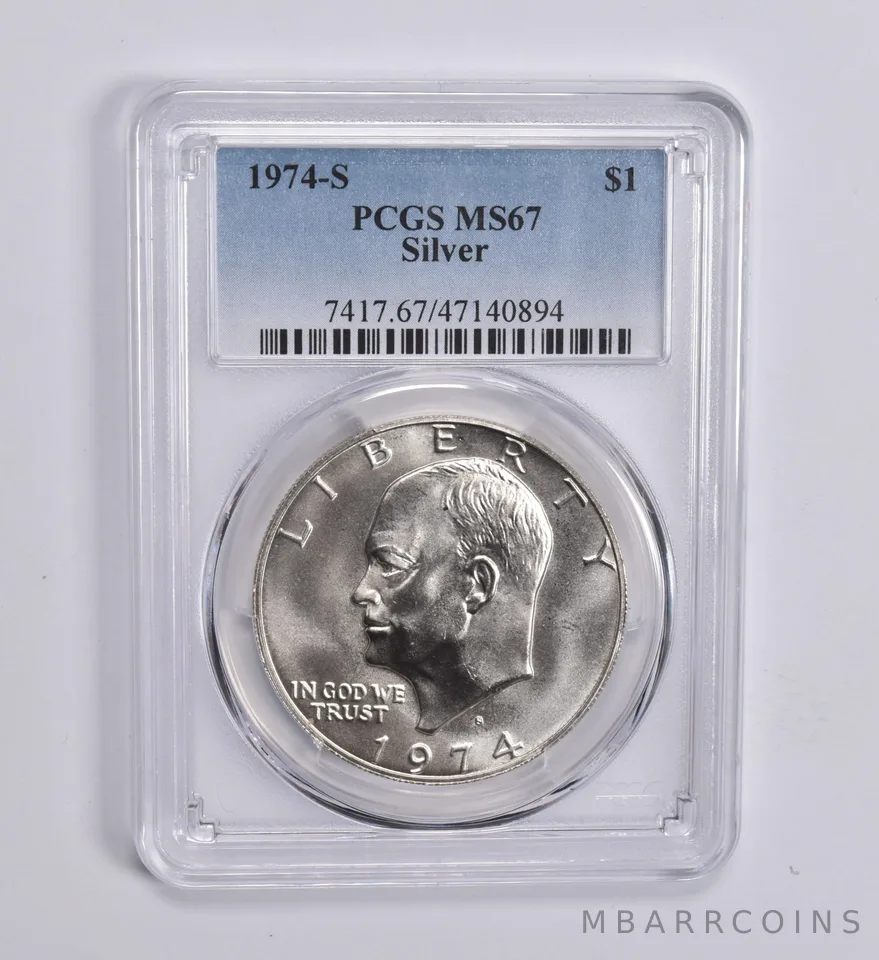 1974-S Eisenhower $1 Silver MS67 PCGS Blue Label