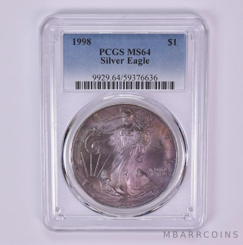 1998 American Silver Eagle MS64 PCGS Beautiful Tone *1527