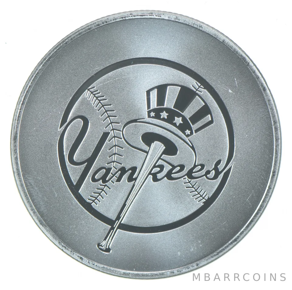 1 Oz Silver Round Yankees Baseball New Zealand Mint