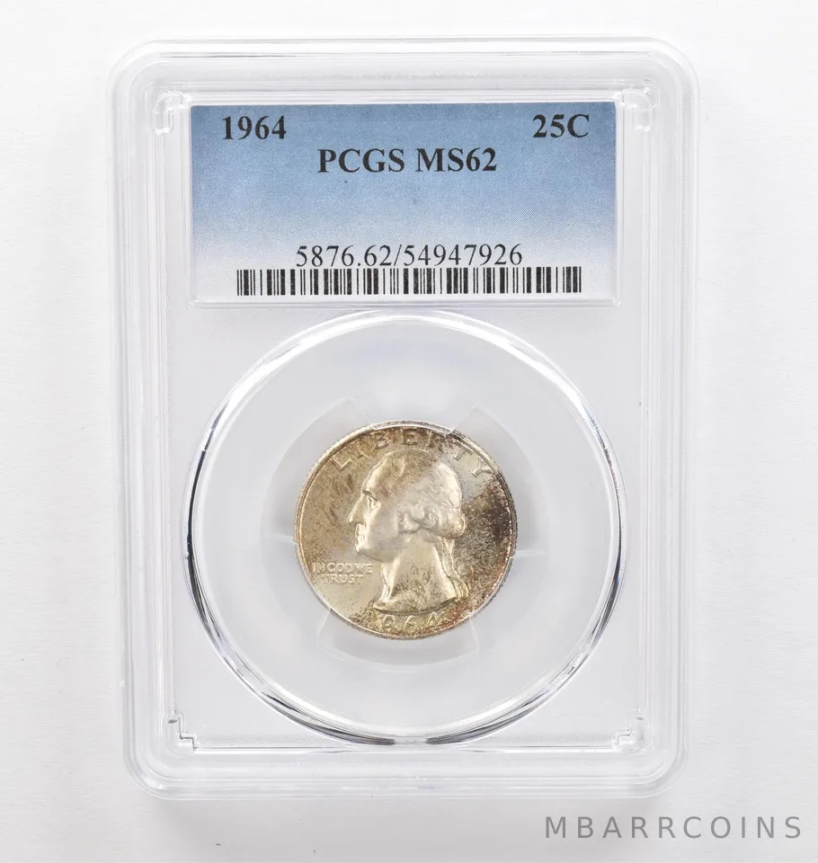1964 Washington Quarter MS62 PCGS Beautiful Tone *0313
