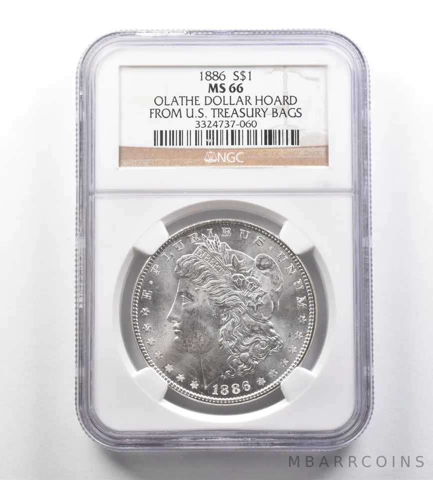 1886 Morgan Silver Dollar Olathe Dollar Hoard US Treasury Bags MS66 NGC *2580