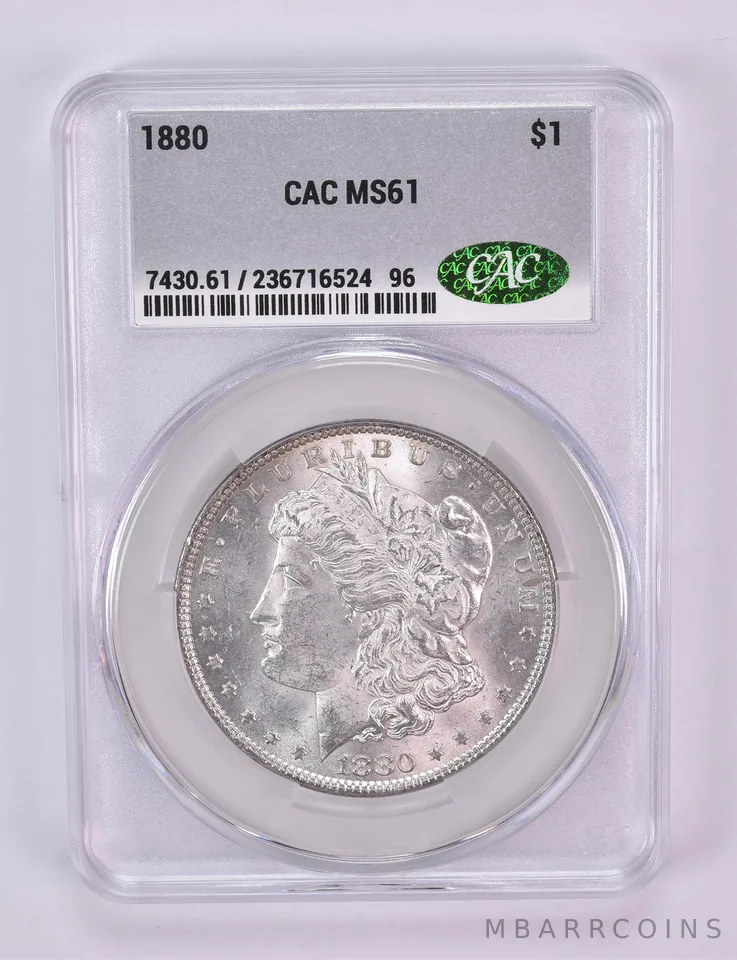 1880 Morgan Silver Dollar MS61 CAC CACg
