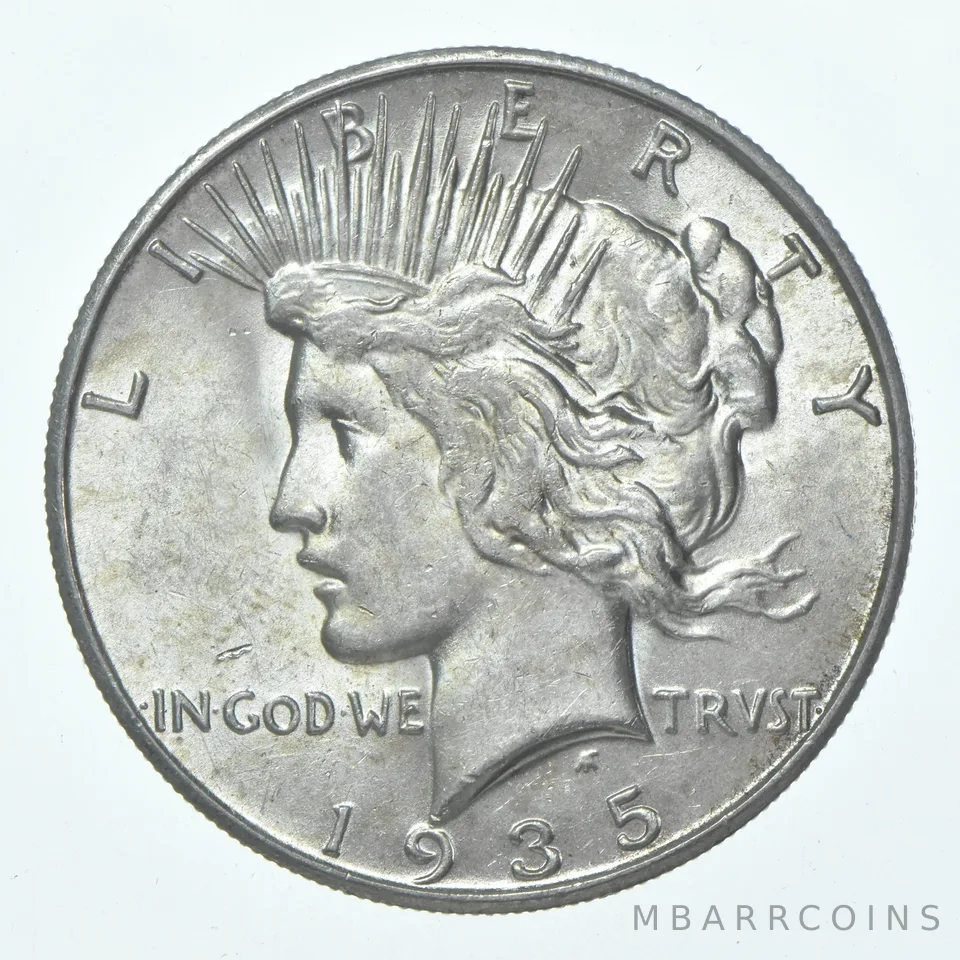 (1) 1935-S Choice AU Peace Silver Dollar 90% - CH AU Almost Unc - San Fran