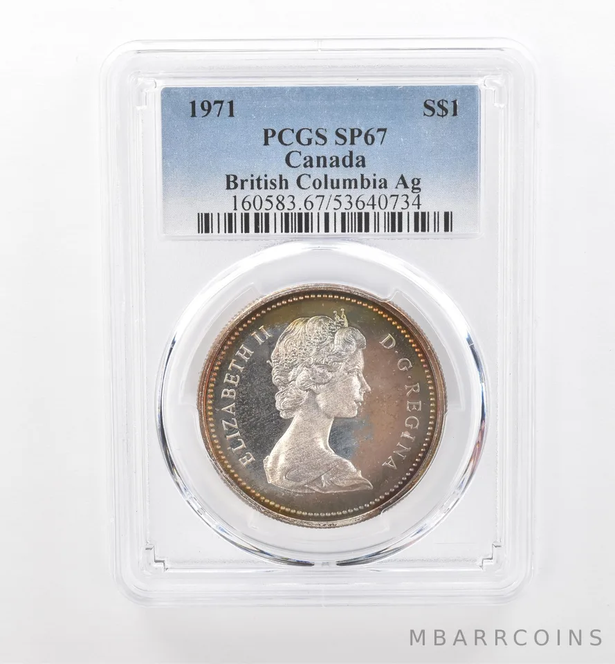 1971 Canada 1 Dollar Silver British Columbia SP67 PCGS Beautiful Tone *1912