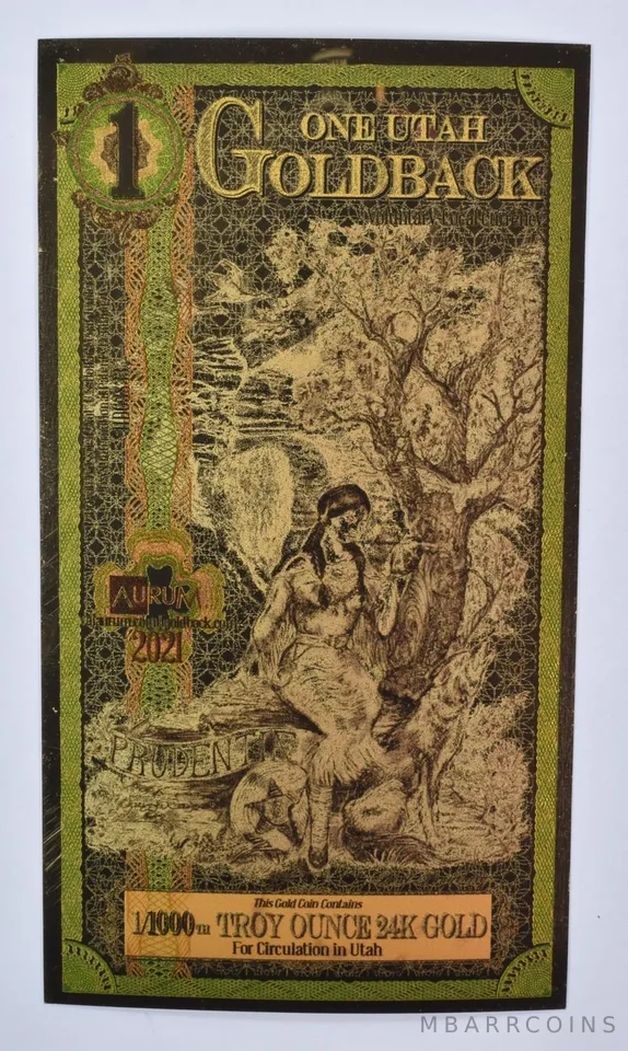 2021 1/1000th Troy Oz Gold 1 Utah Goldback